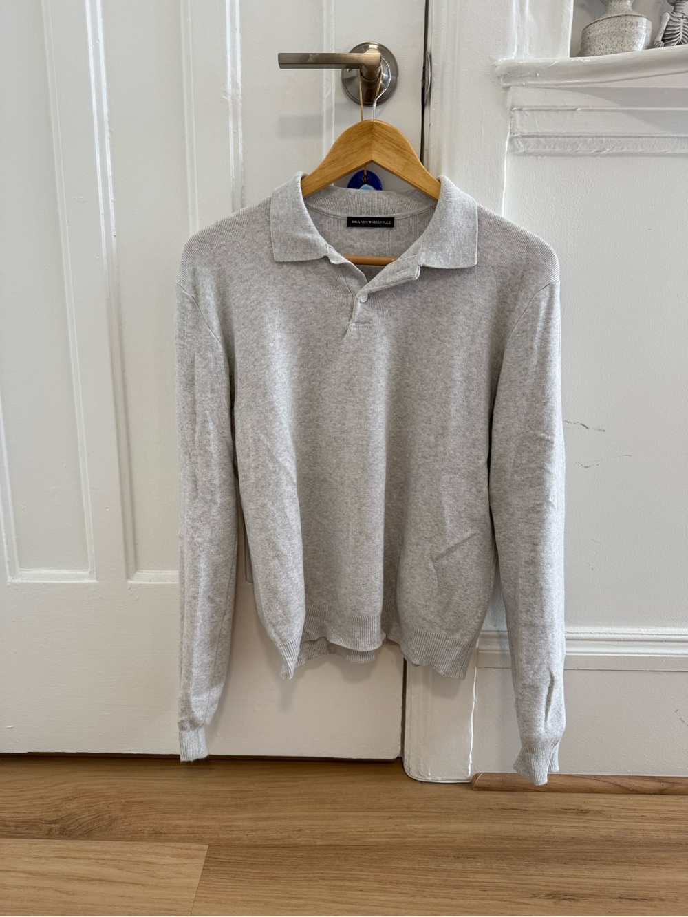 Brandy Melville Gray Katiana Quarter Button Polo Cotton Blend Sweater